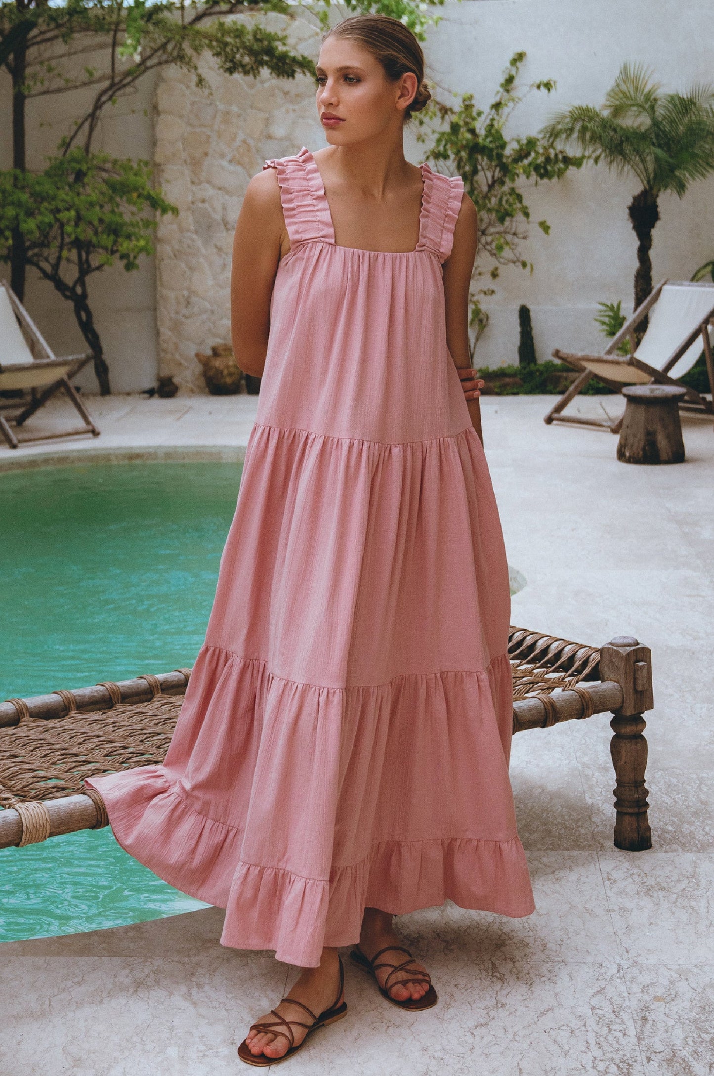 Column Linen Maxi Dress — Rooftop Season