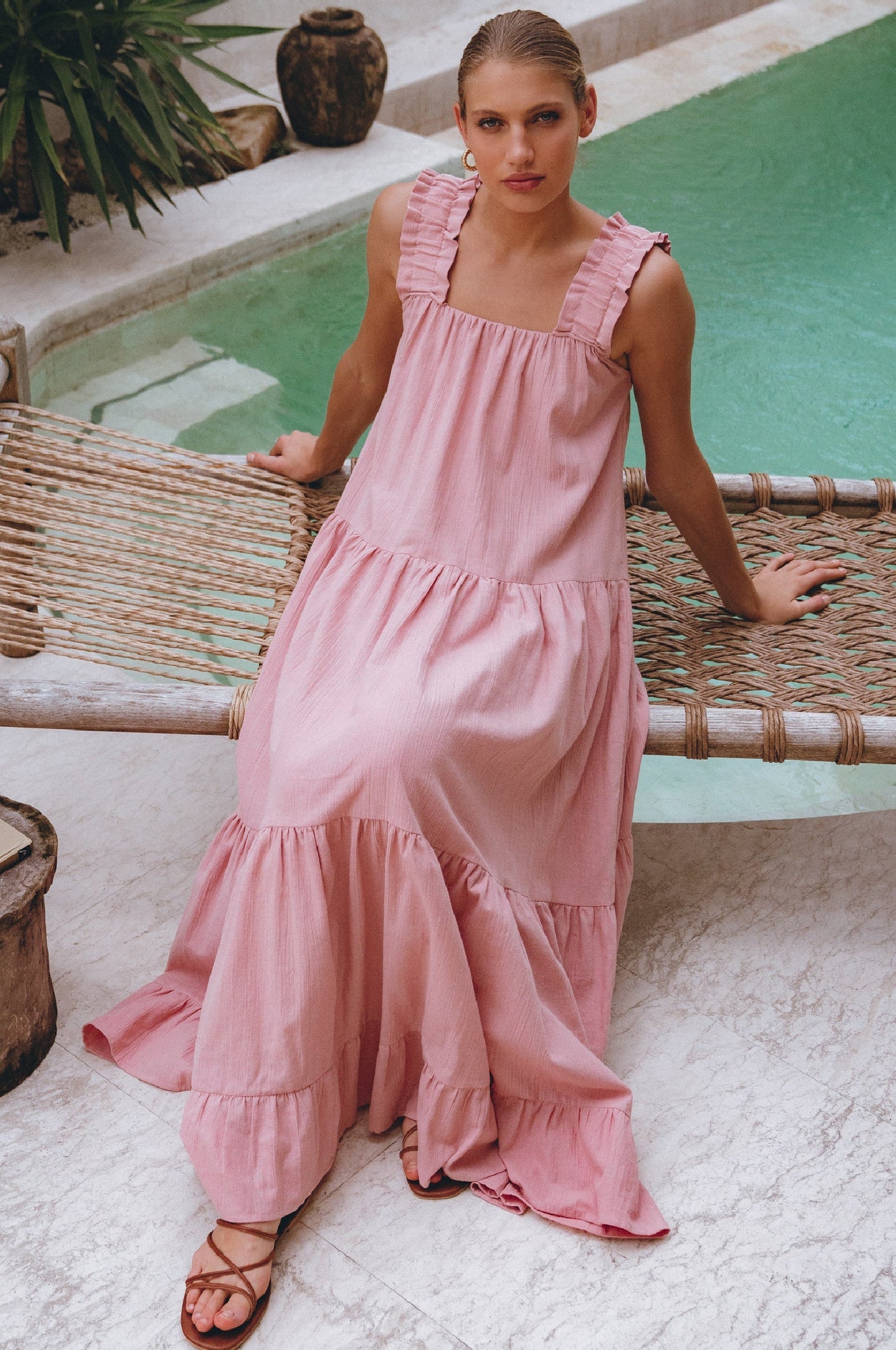 Column Linen Maxi Dress — Rooftop Season