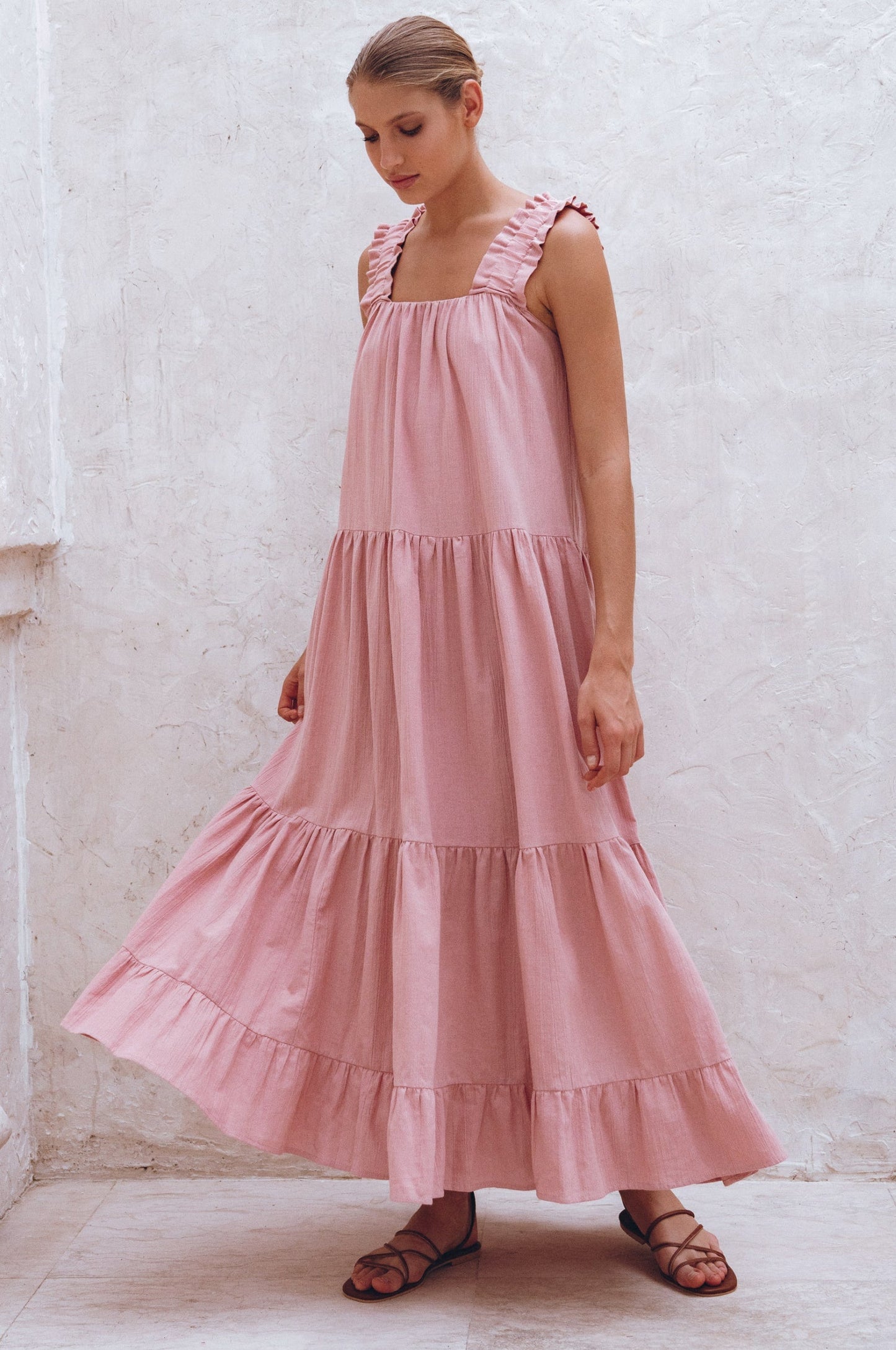 Column Linen Maxi Dress — Rooftop Season