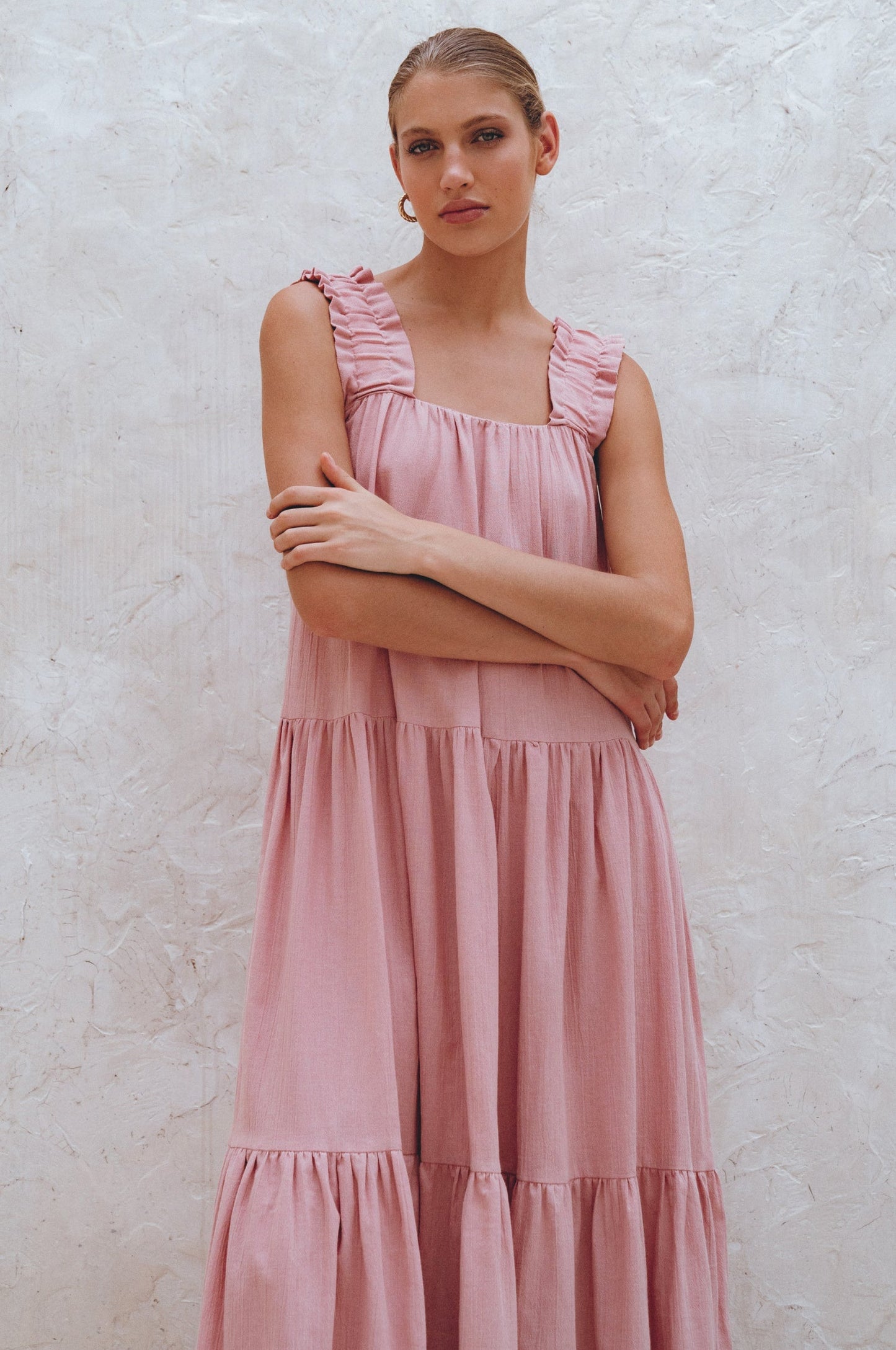 Column Linen Maxi Dress — Rooftop Season