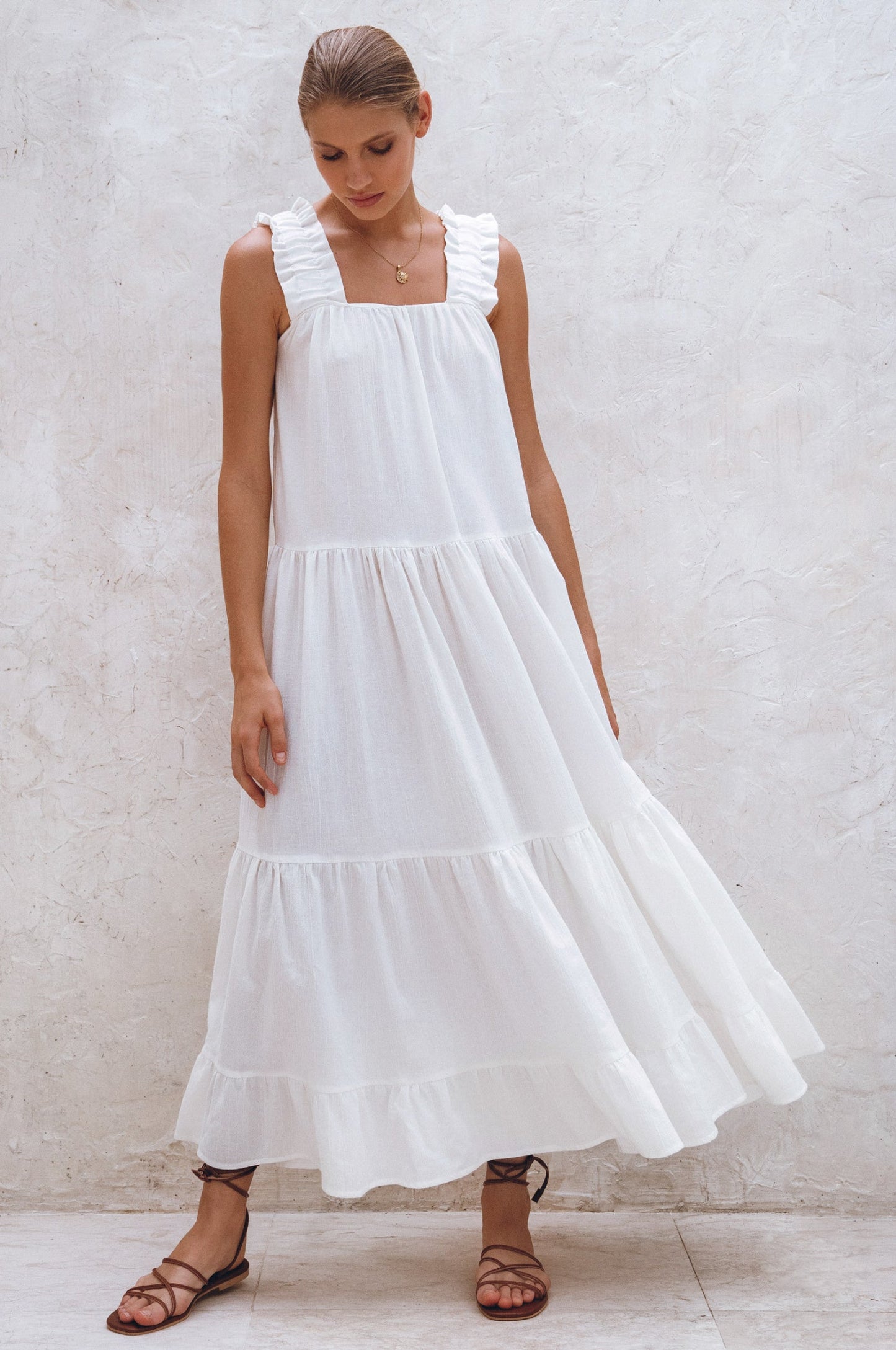 Column Linen Maxi Dress — Rooftop Season