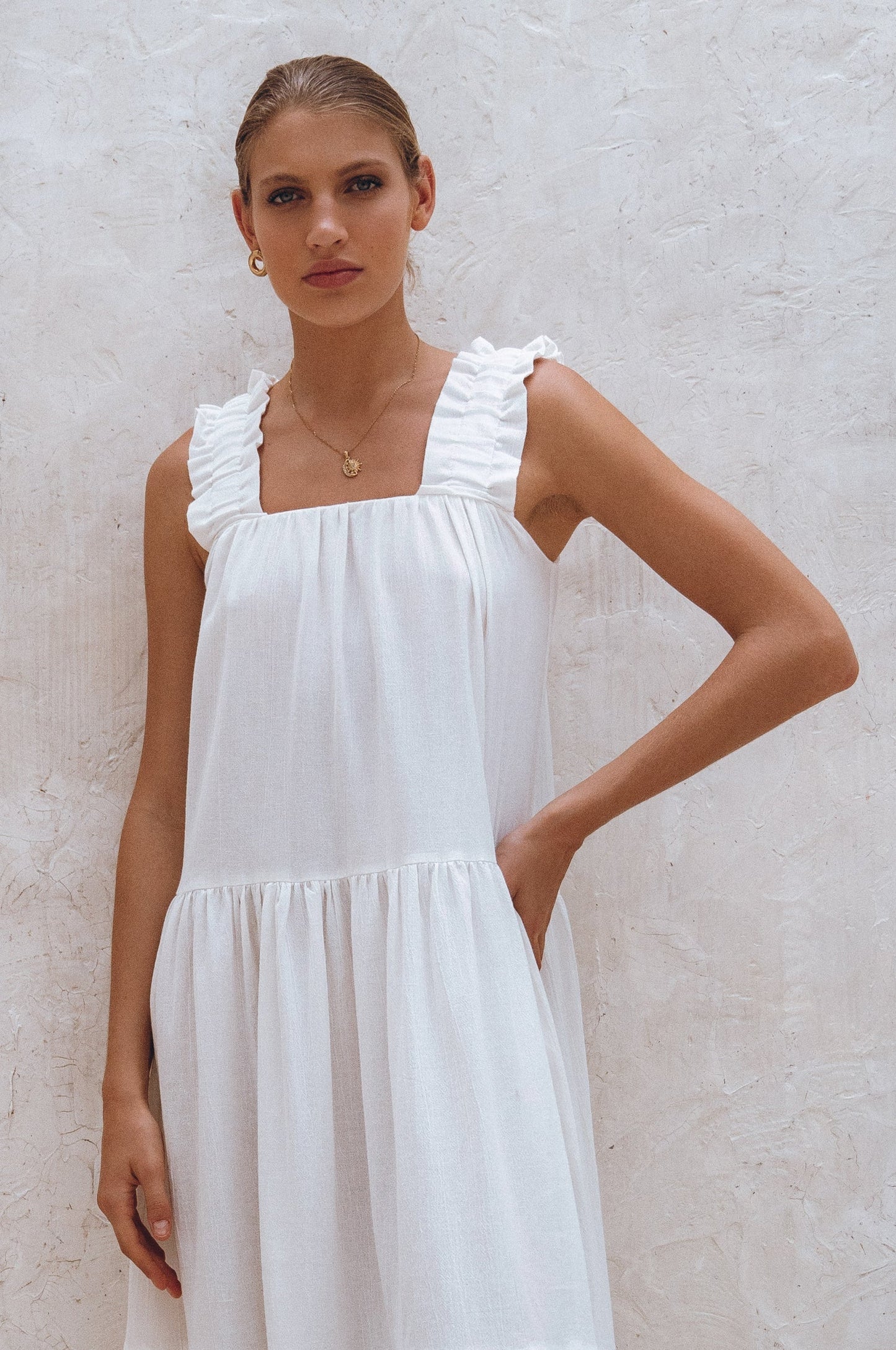 Column Linen Maxi Dress — Rooftop Season