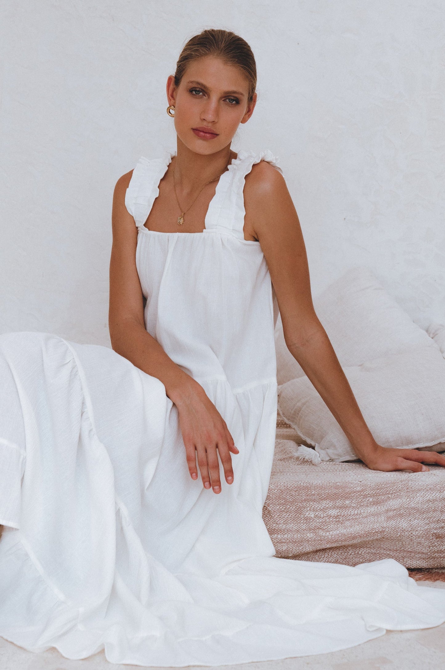 Column Linen Maxi Dress — Rooftop Season