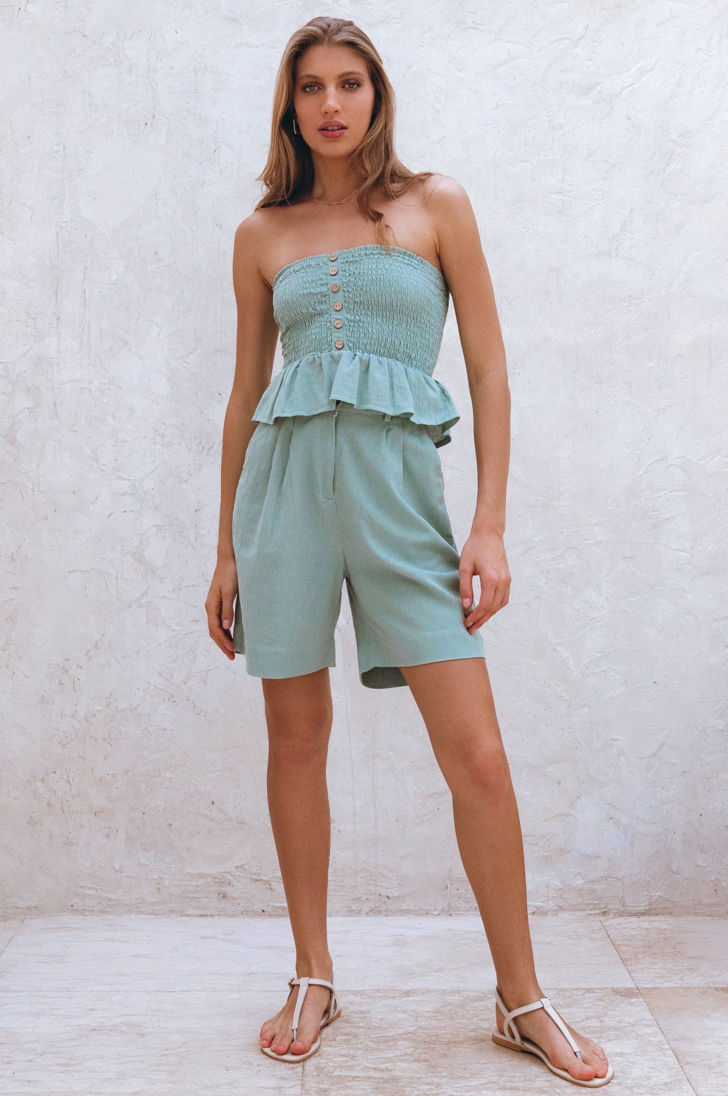 Smocked Linen Top — Shoulder Season
