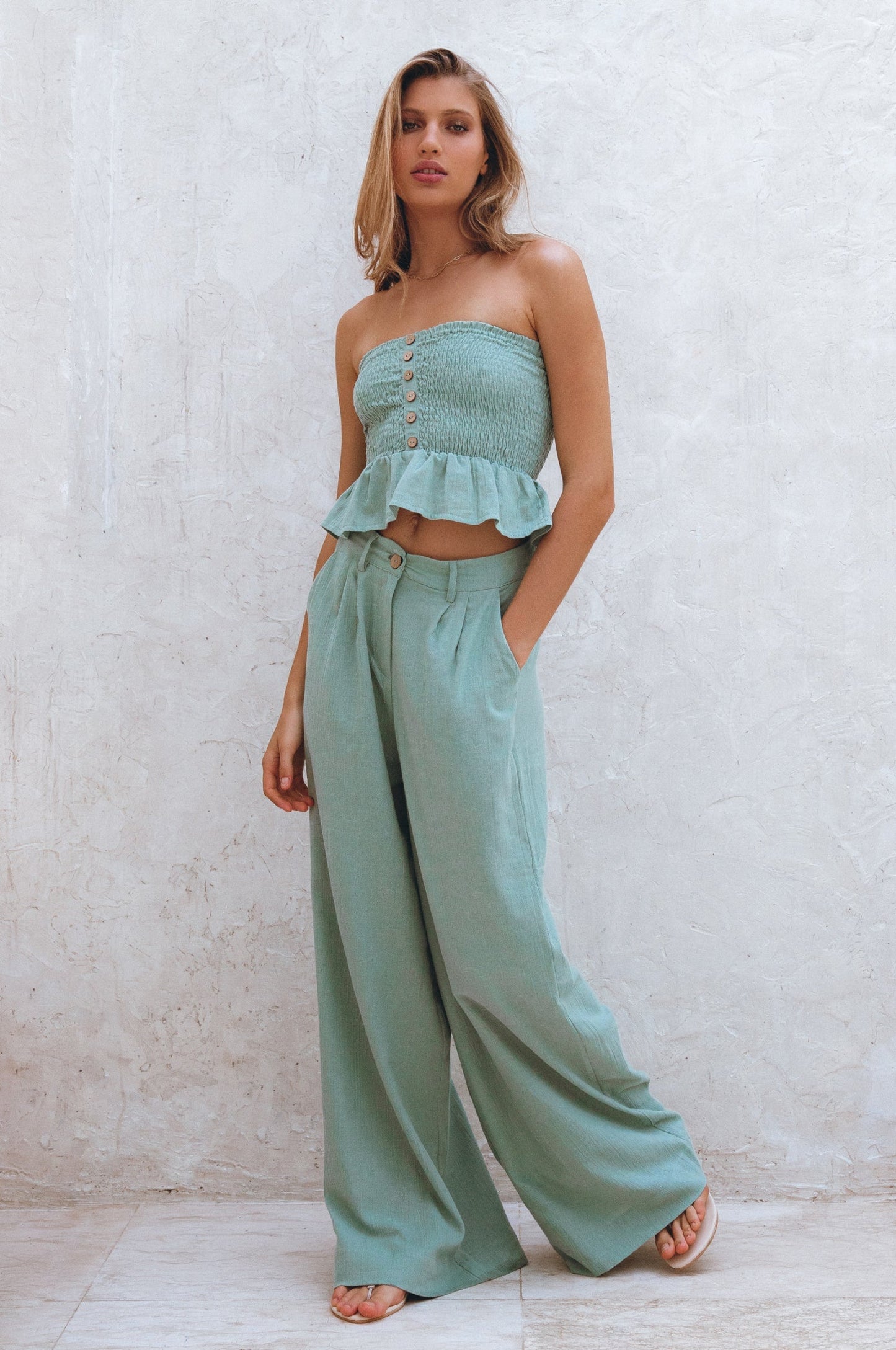 Smocked Linen Top — Shoulder Season