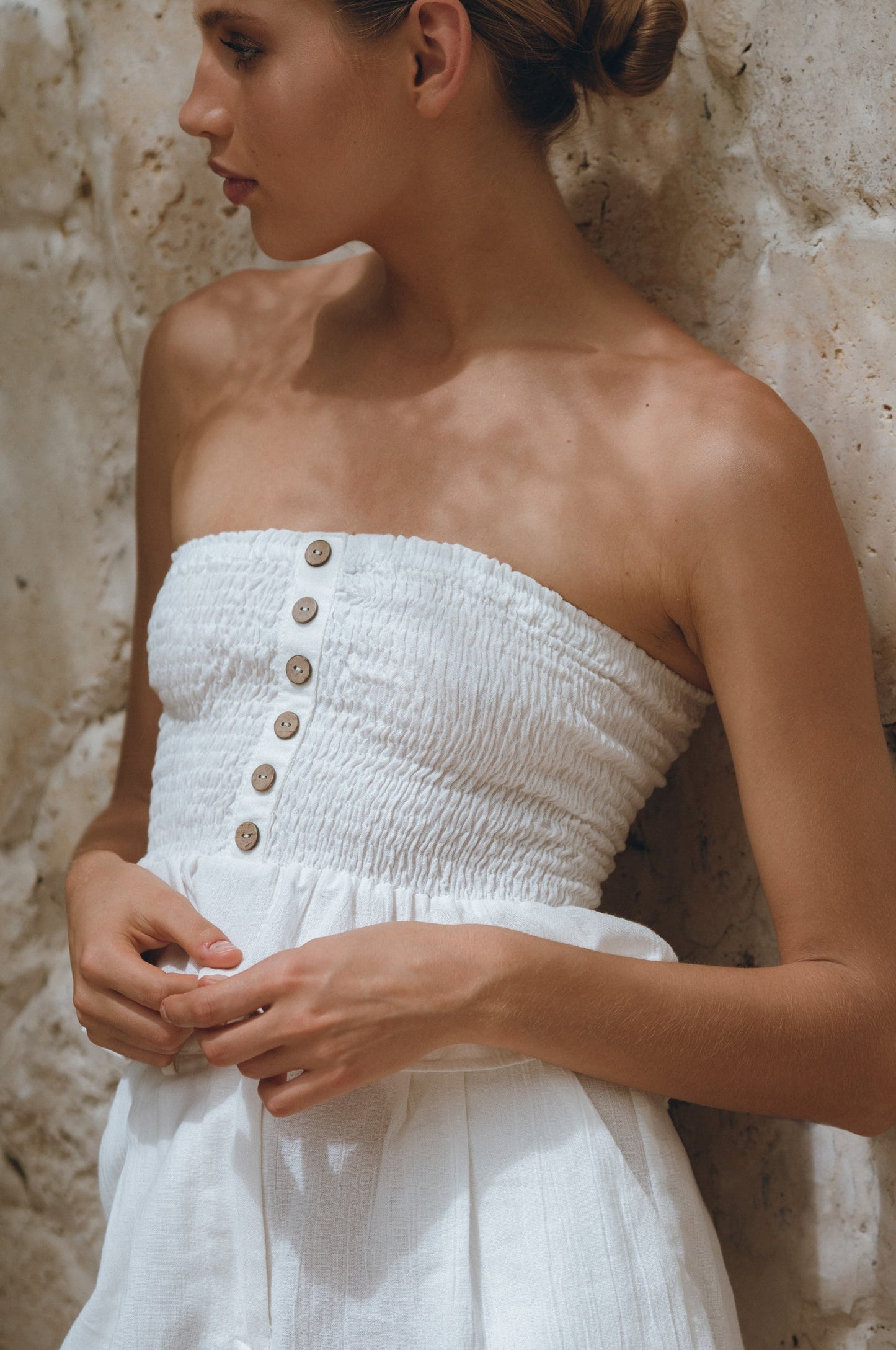 Smocked Linen Top — Shoulder Season
