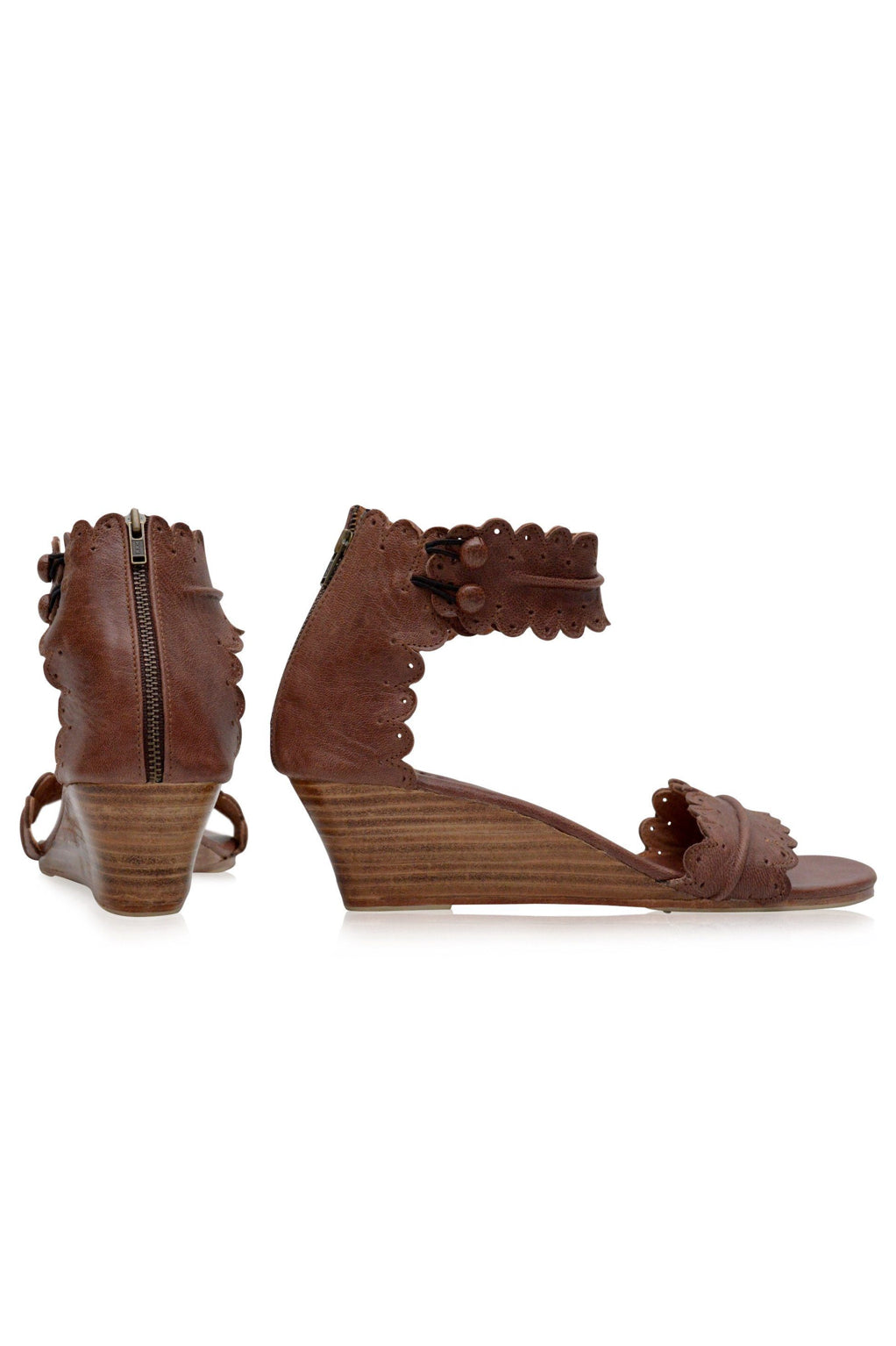 Wooden Wedge Leather Sandals — Riviera Steps