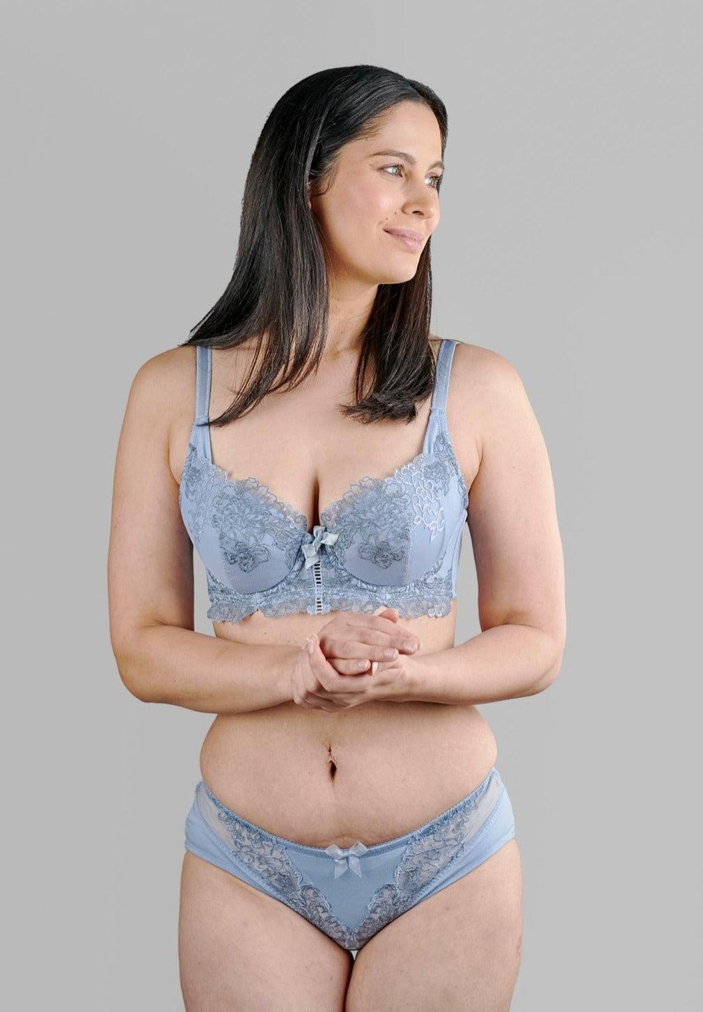 Silk & Organic Cotton Embroidered Plunge Bra — Fine Detail