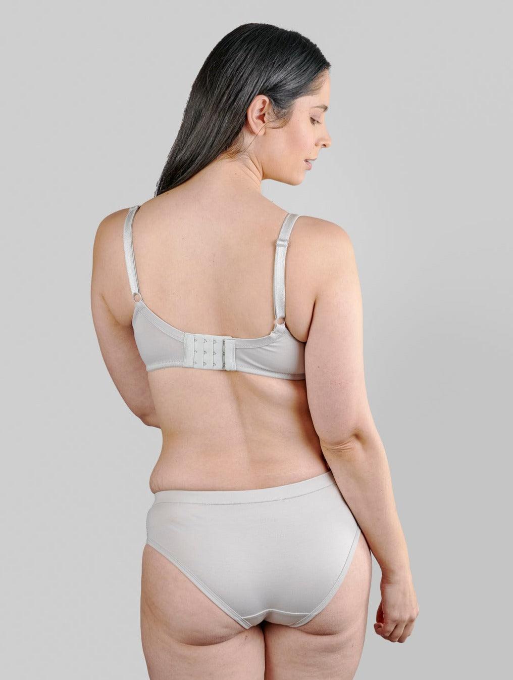 Silk & Organic Cotton Lace Plunge Bra — Silver Grey