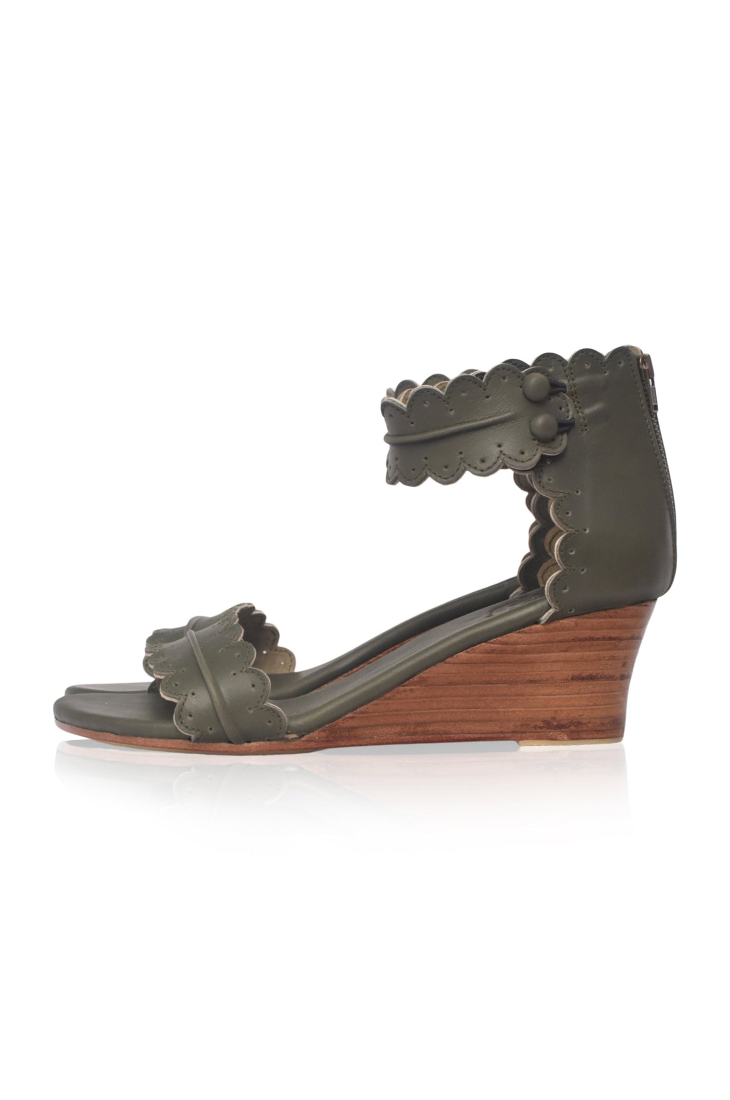 Wooden Wedge Leather Sandals — Riviera Steps