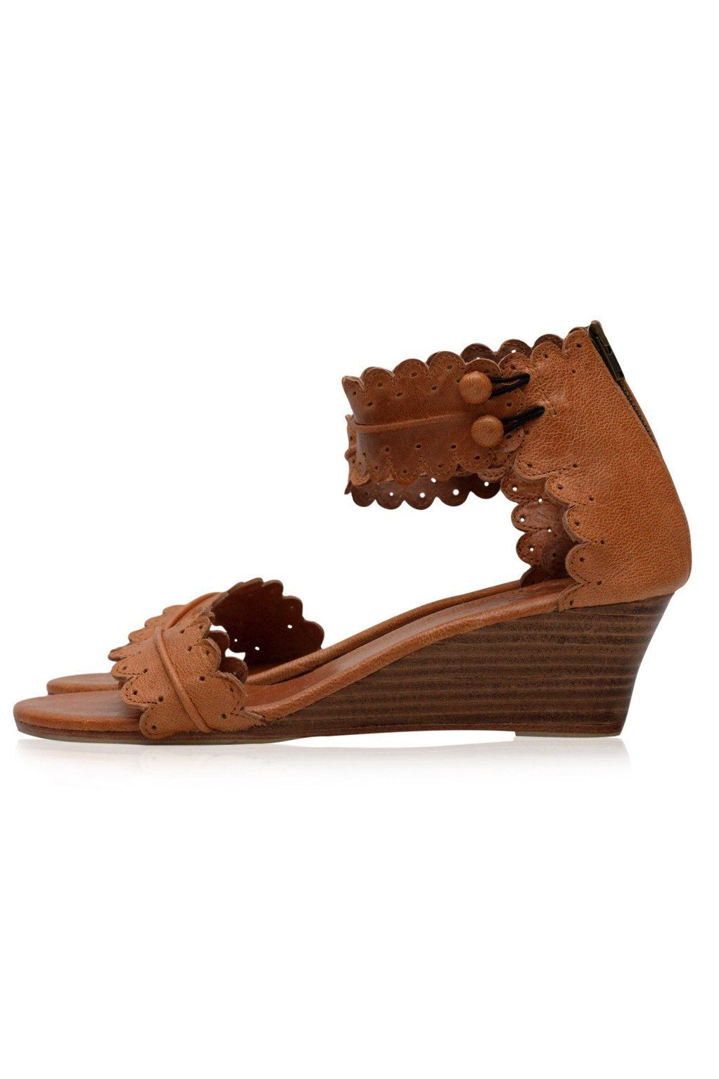 Wooden Wedge Leather Sandals — Riviera Steps
