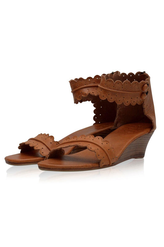 Wooden Wedge Leather Sandals — Riviera Steps
