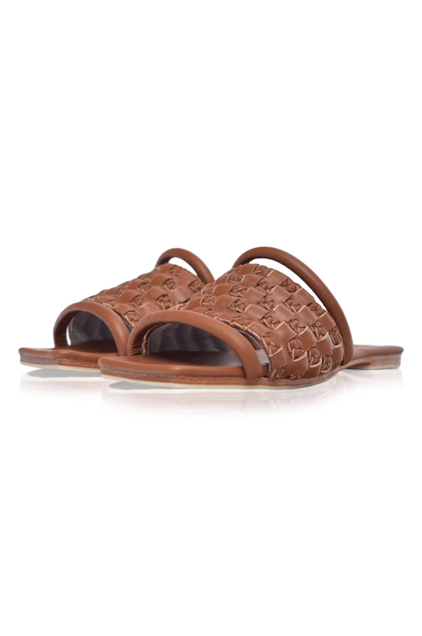 Woven Leather Slide Sandals — Sun-Soaked