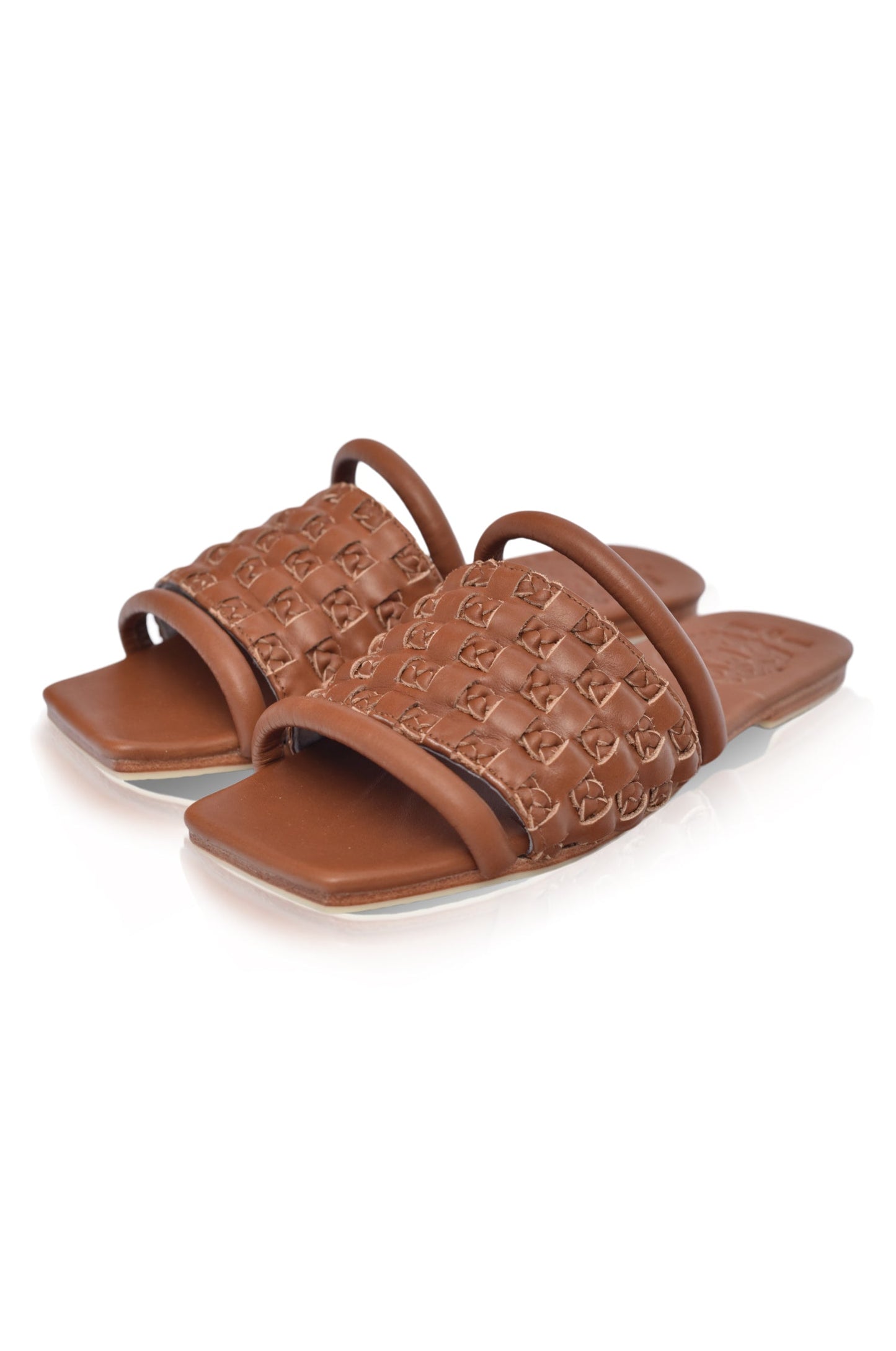 Woven Leather Slide Sandals — Sun-Soaked