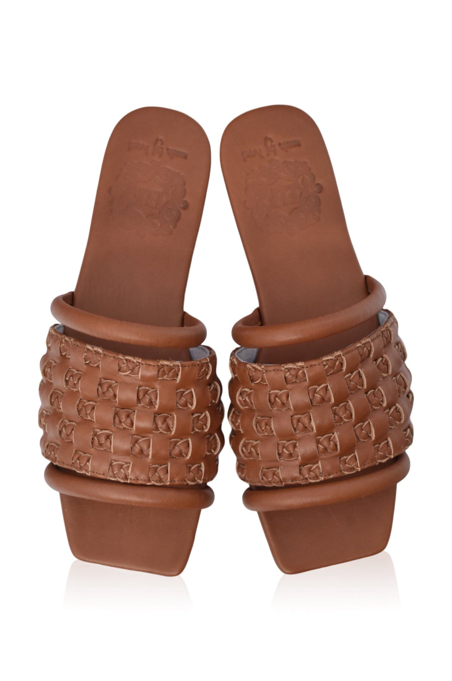 Woven Leather Slide Sandals — Sun-Soaked