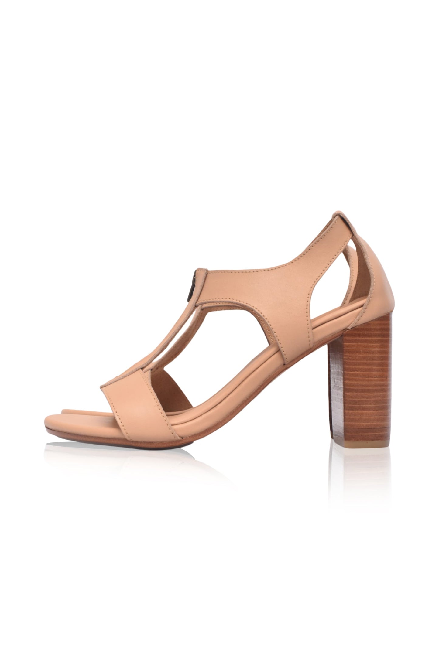 Block-Heel Leather Sandals — Night Walk