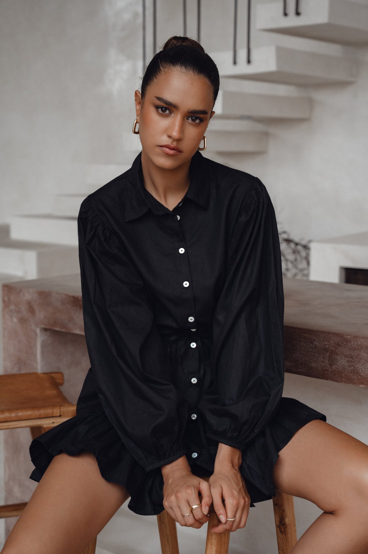 Button-Down Cotton Mini Dress — Boardroom to Bar