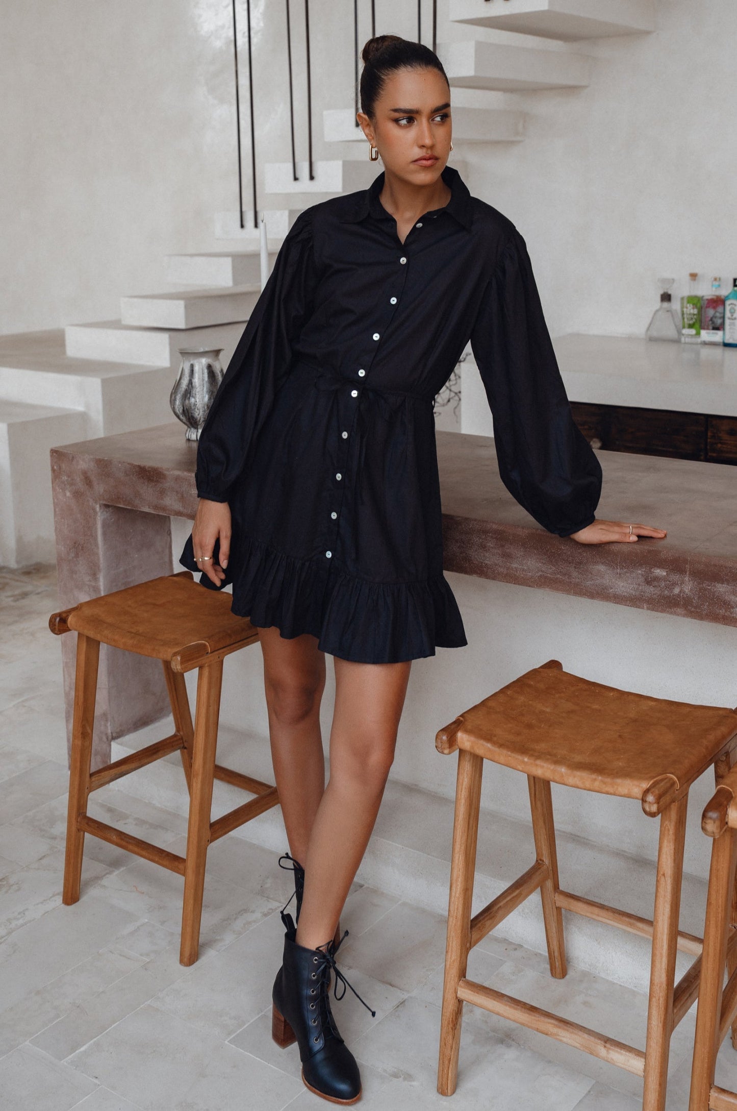 Button-Down Cotton Mini Dress — Boardroom to Bar