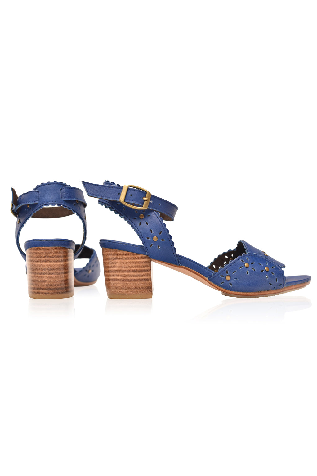 Scalloped Leather Heel Sandals — Amalfi Nights