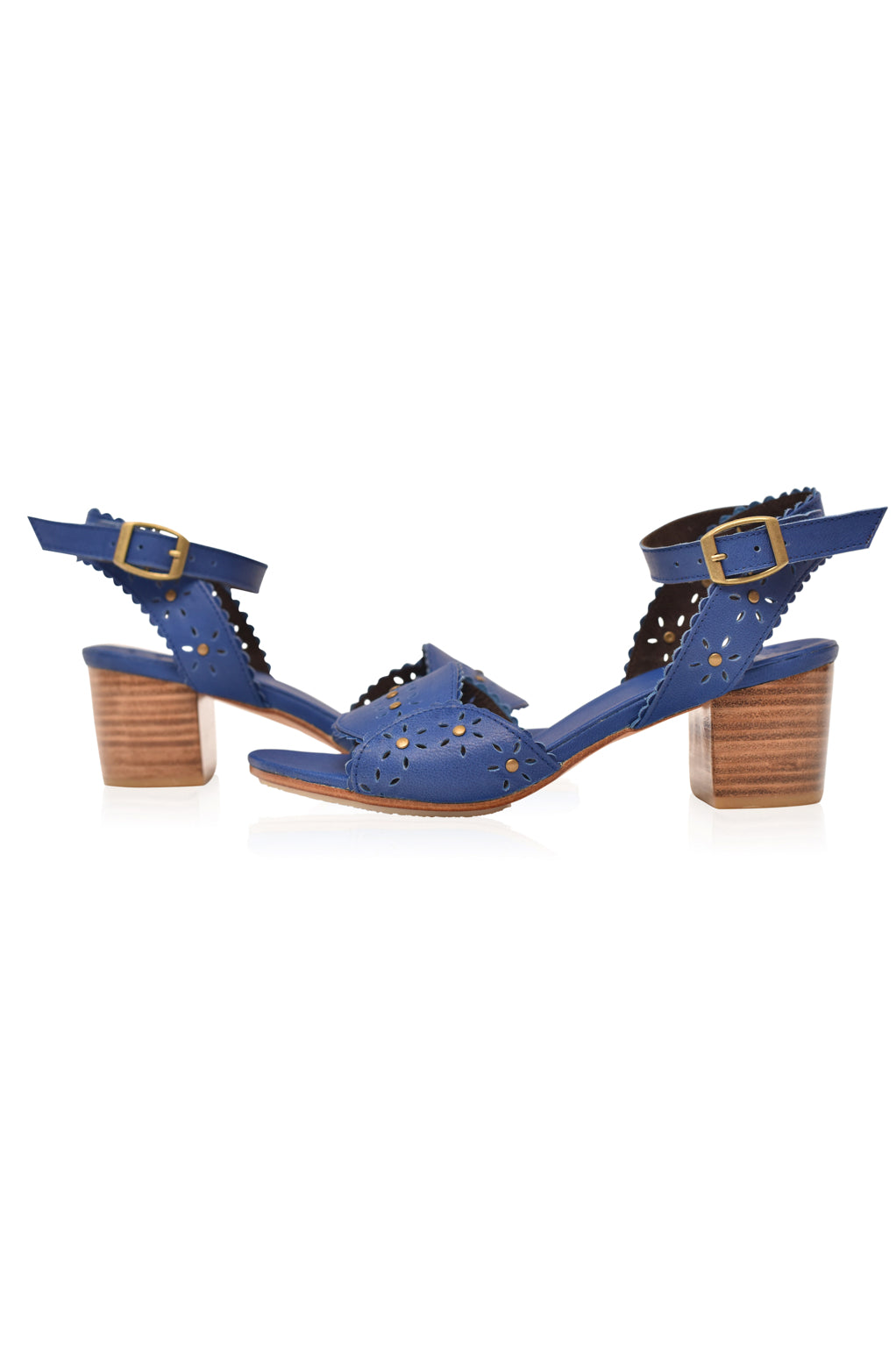 Scalloped Leather Heel Sandals — Amalfi Nights