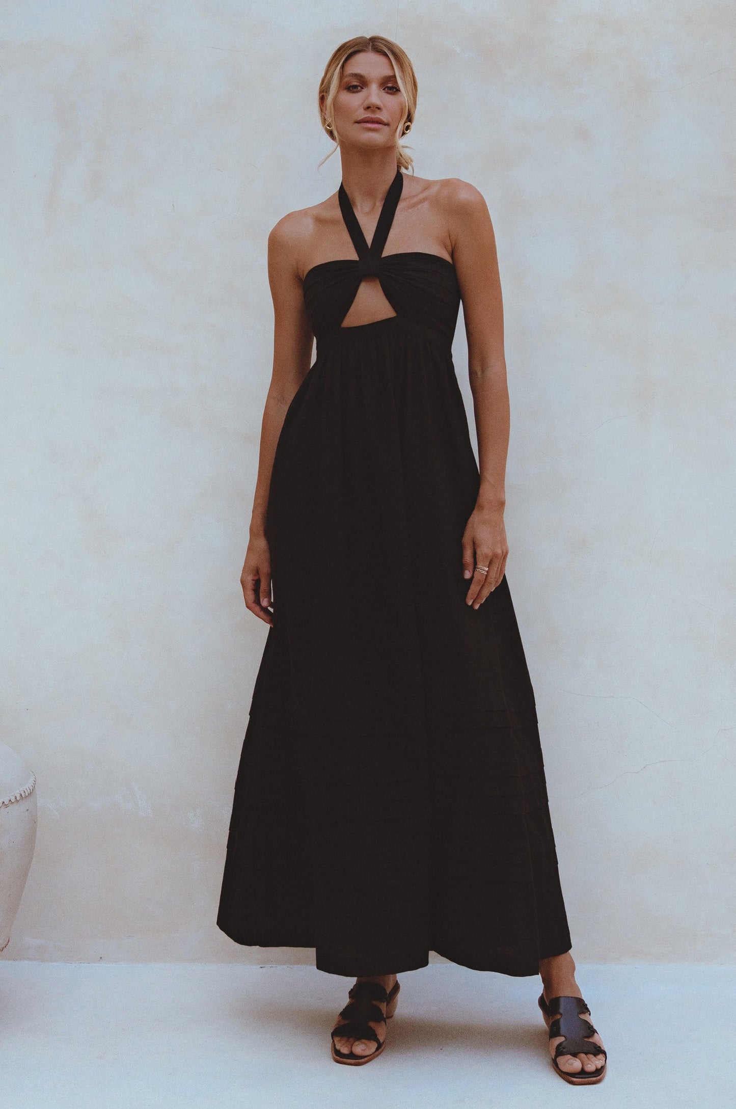 Halter Linen Maxi Dress — Rooftop Season