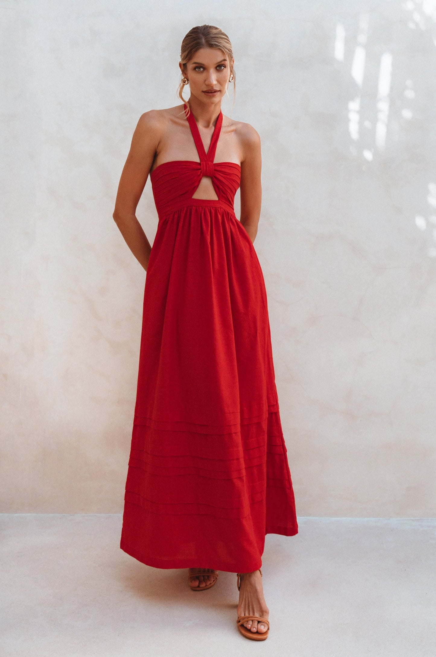 Halter Linen Maxi Dress — Rooftop Season
