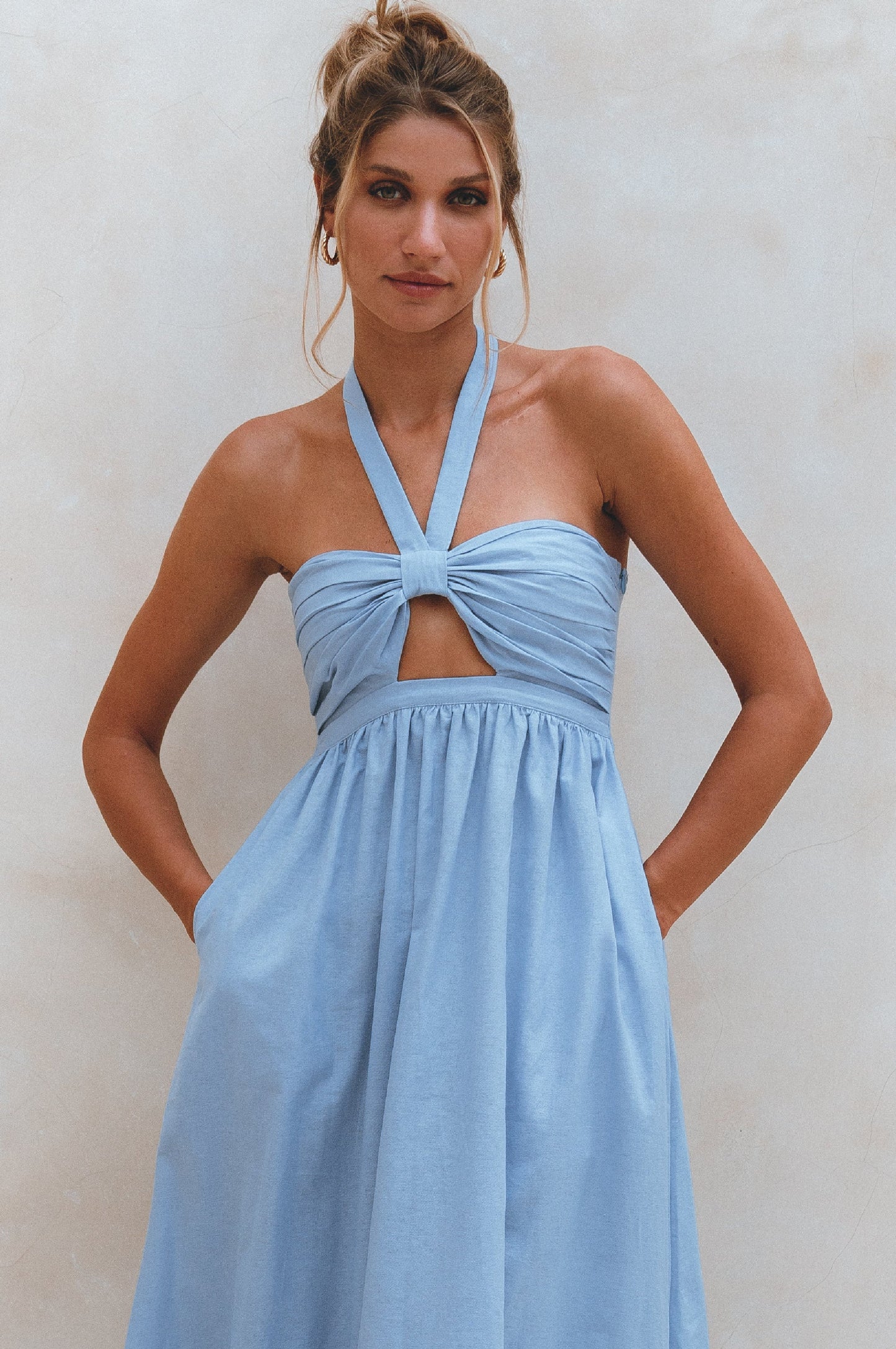 Halter Linen Maxi Dress — Rooftop Season