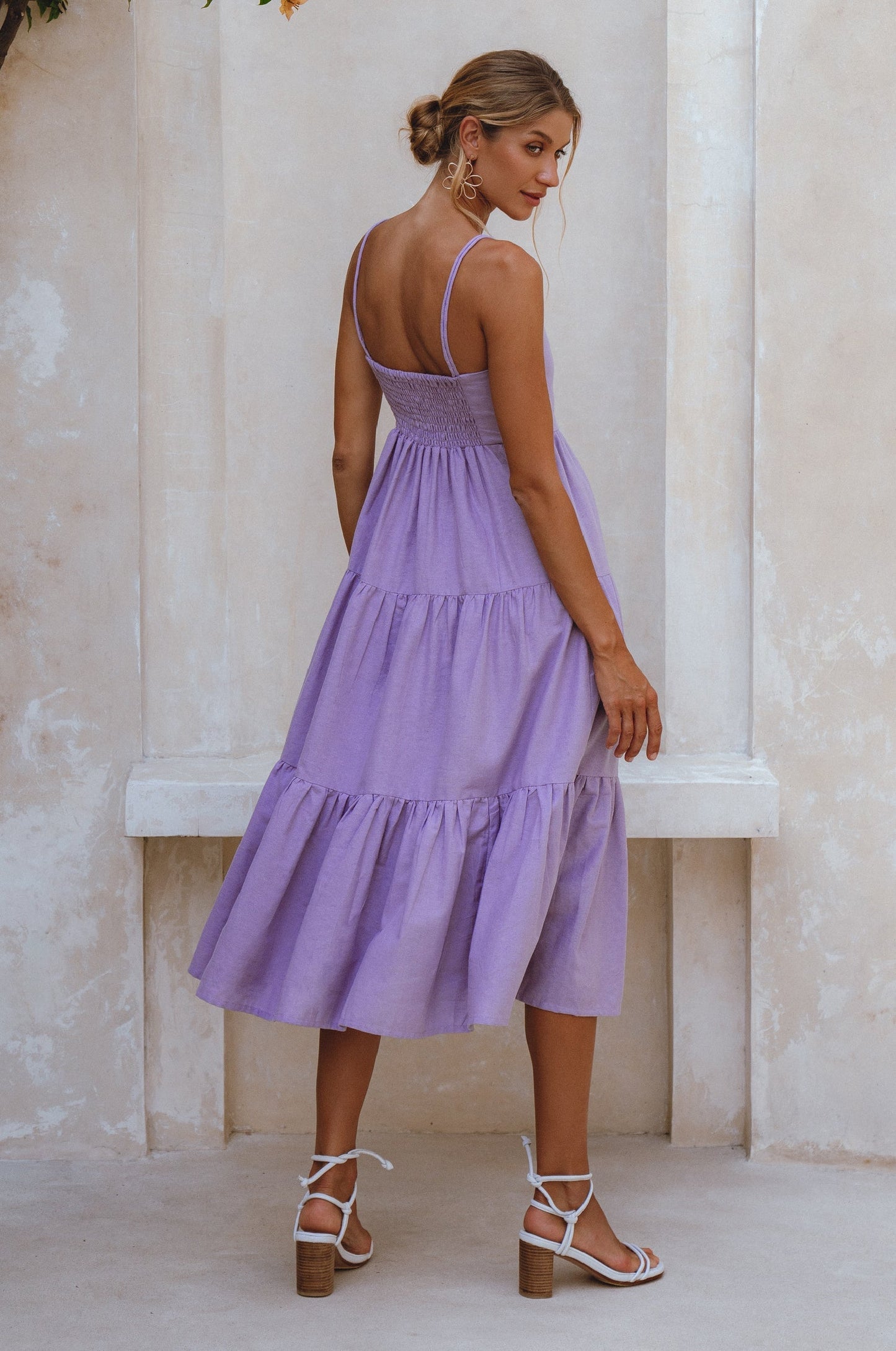 Strappy Linen Midi Dress — Rooftop Season