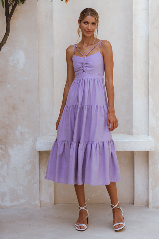 Strappy Linen Midi Dress — Rooftop Season