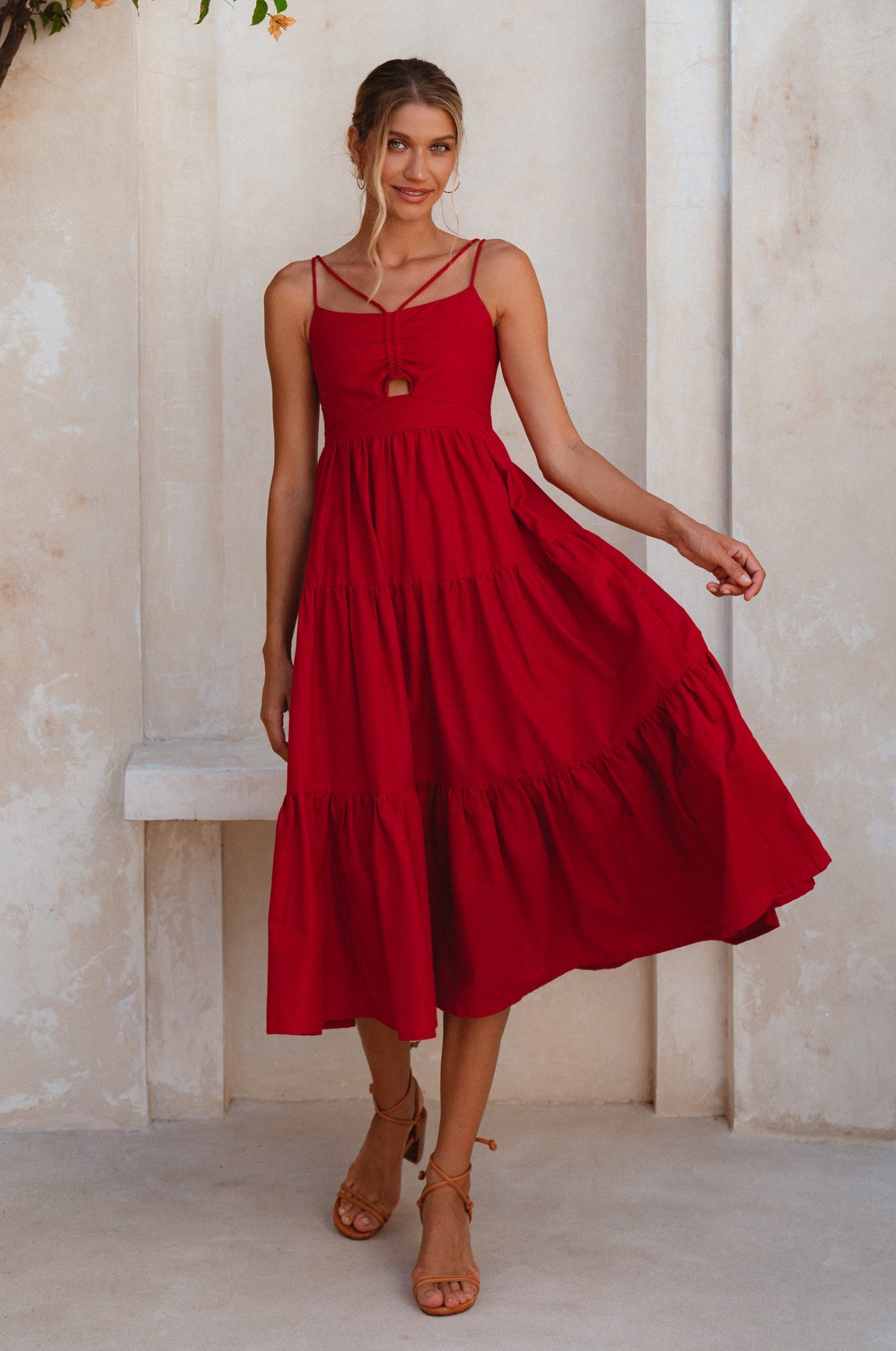 Strappy Linen Midi Dress — Rooftop Season