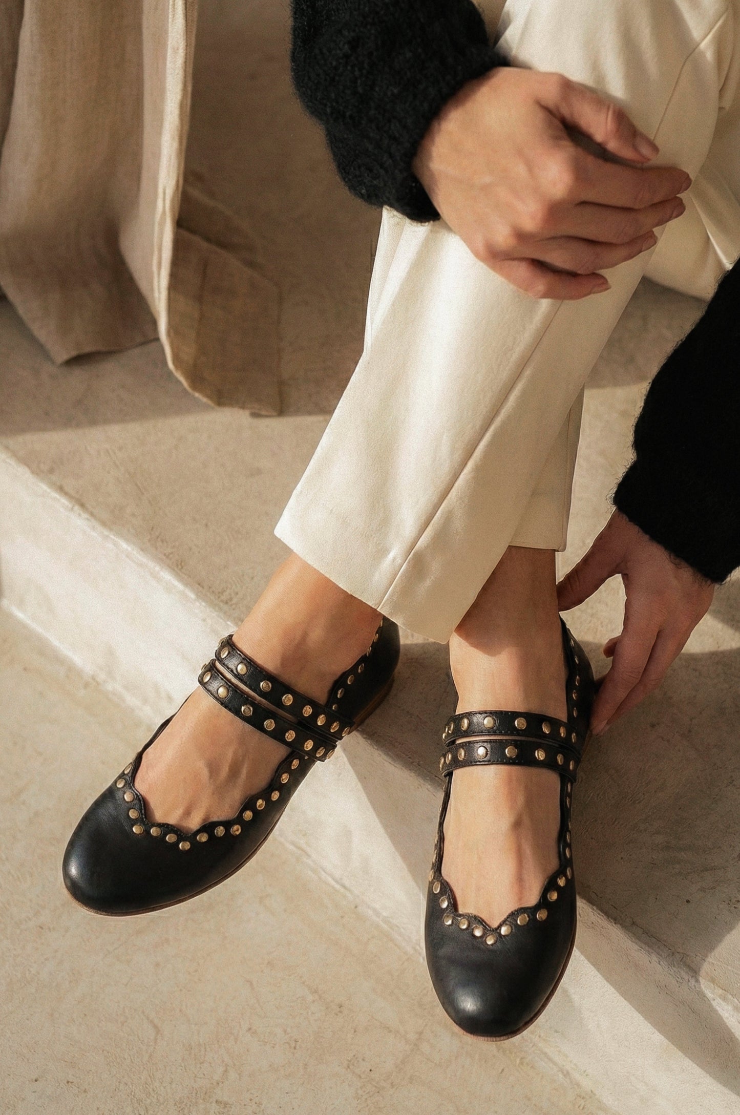 Dual-Strap Leather Ballet Flats — Weekend Wander