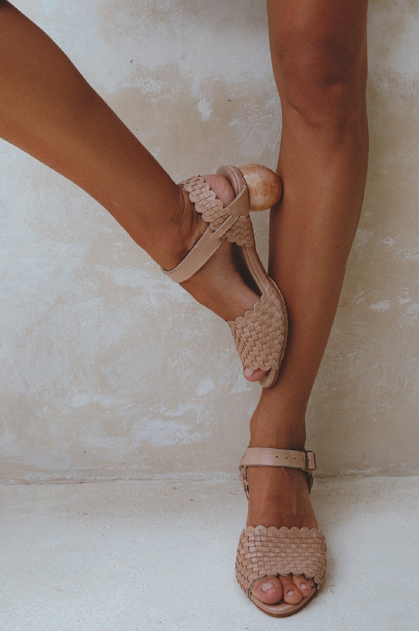 Woven Wooden-Heel Sandals — Sicily Nights