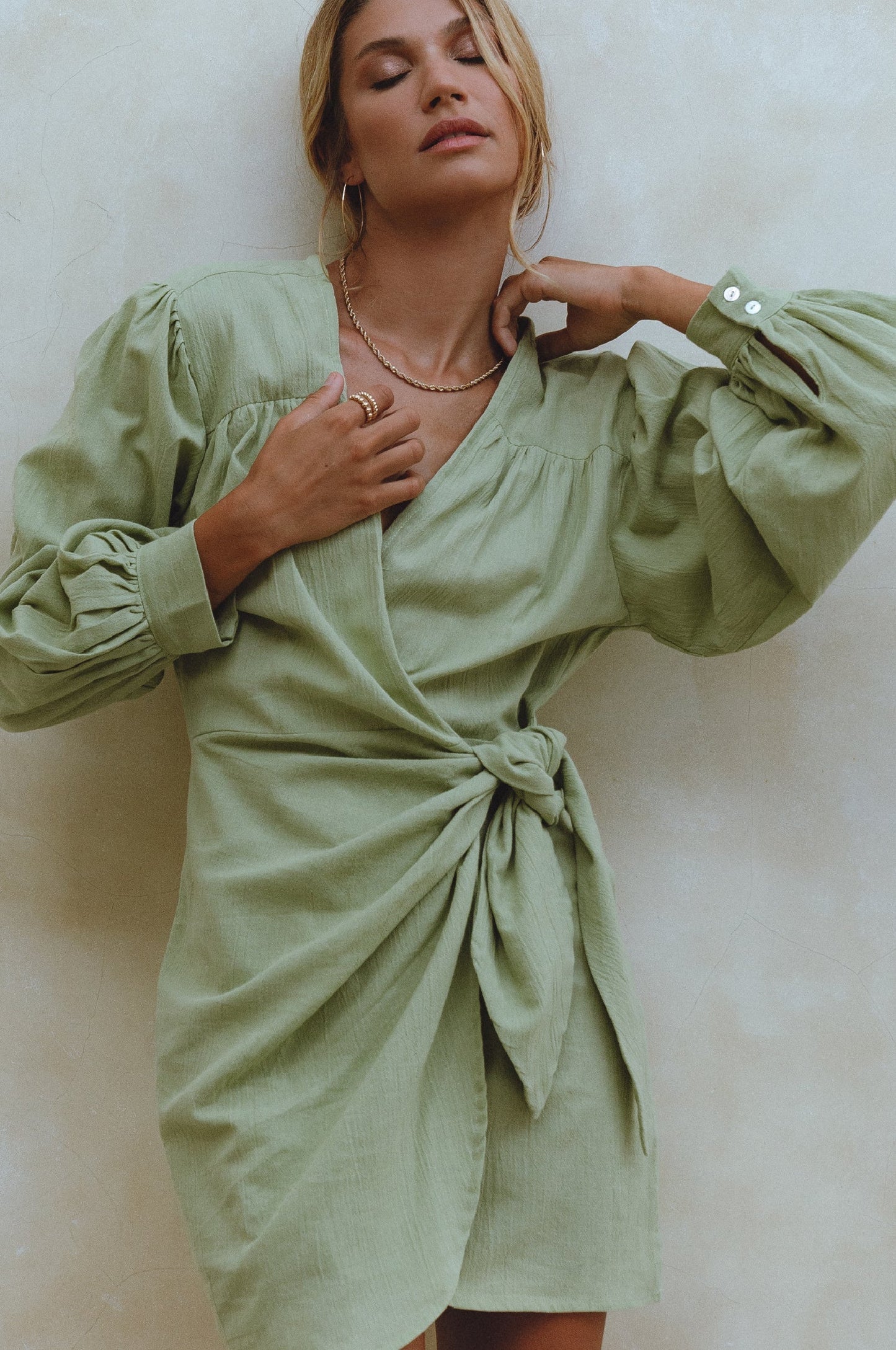 Linen Wrap Mini Dress — Wrapped & Ready