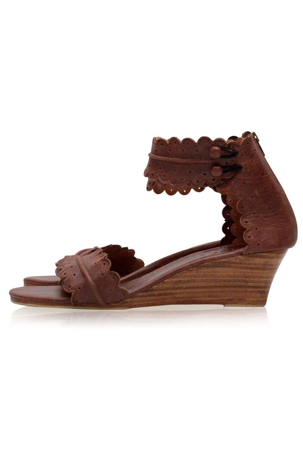 Wooden Wedge Leather Sandals — Riviera Steps