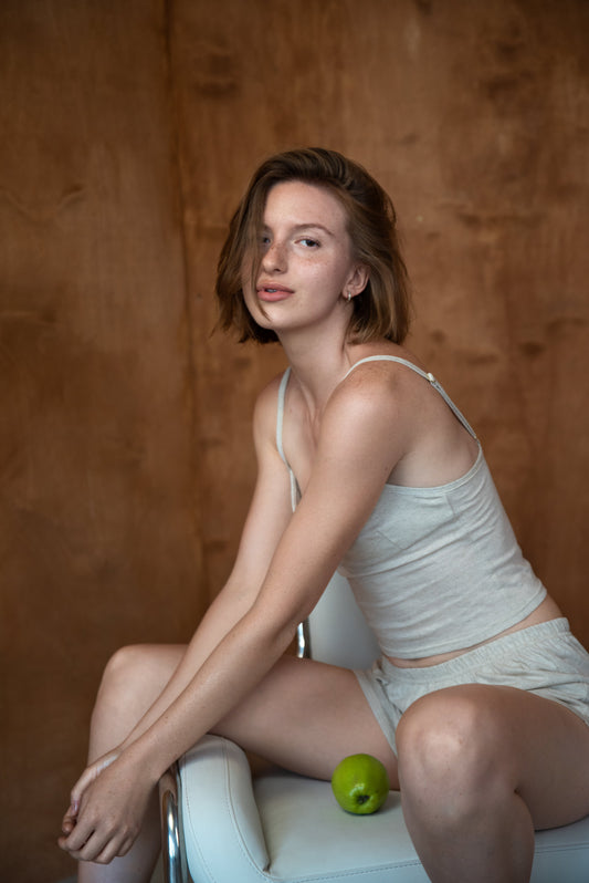Cotton-Linen Pyjama Set — Cami & Shorts